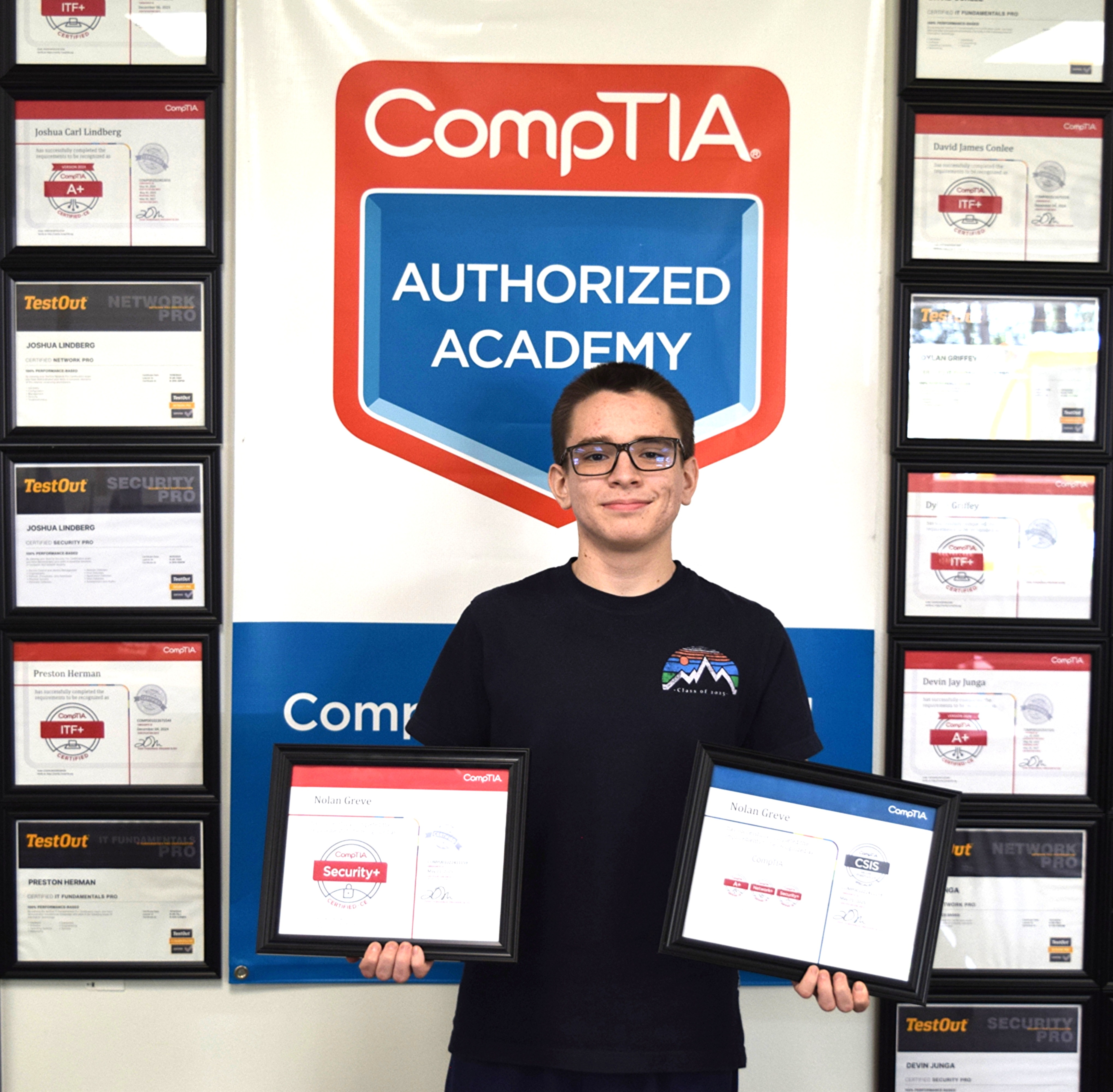 Marlette student holding earned certifications